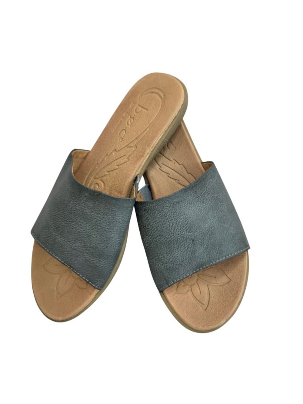 Born B.O.C. Womens Slide Sandals Gray Faux Leather Open Toe Comfort Casual Shoes
